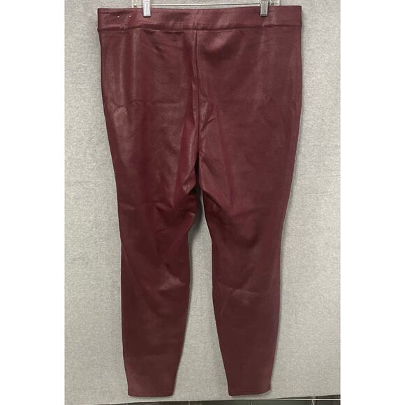 Lane Bryant Burgundy Faux Leather Pull On Stretch Pants Size 18/20 - Picture 3 of 4